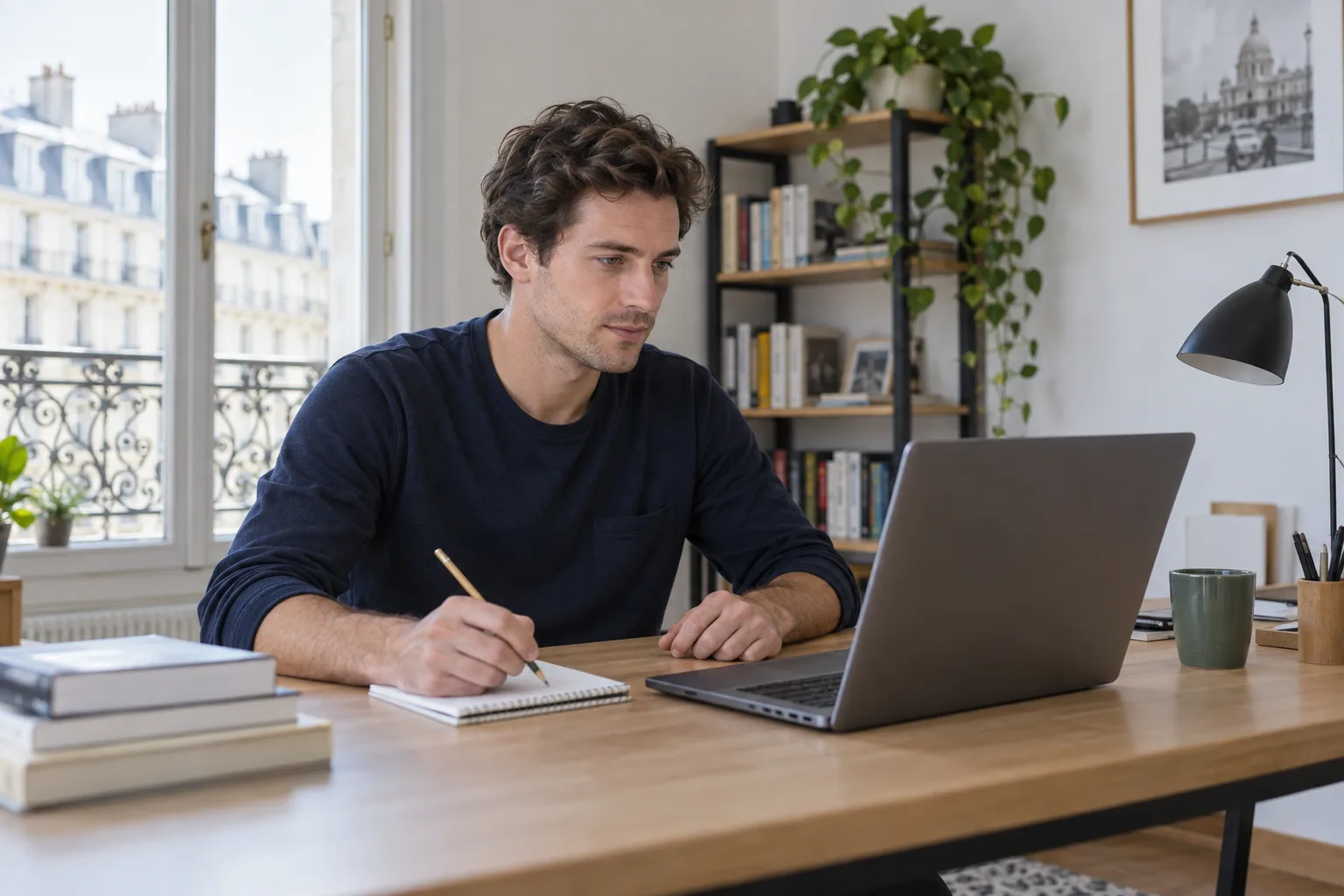 Illustration d’un candidat en séance de travail à distance